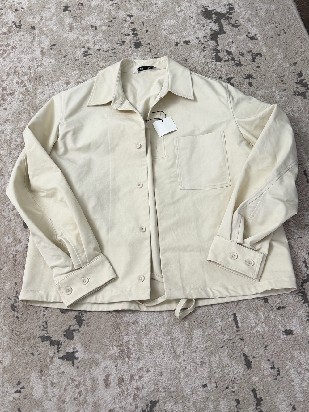 Zara Cream Oversized Jacket Shirt Size Medium NWT